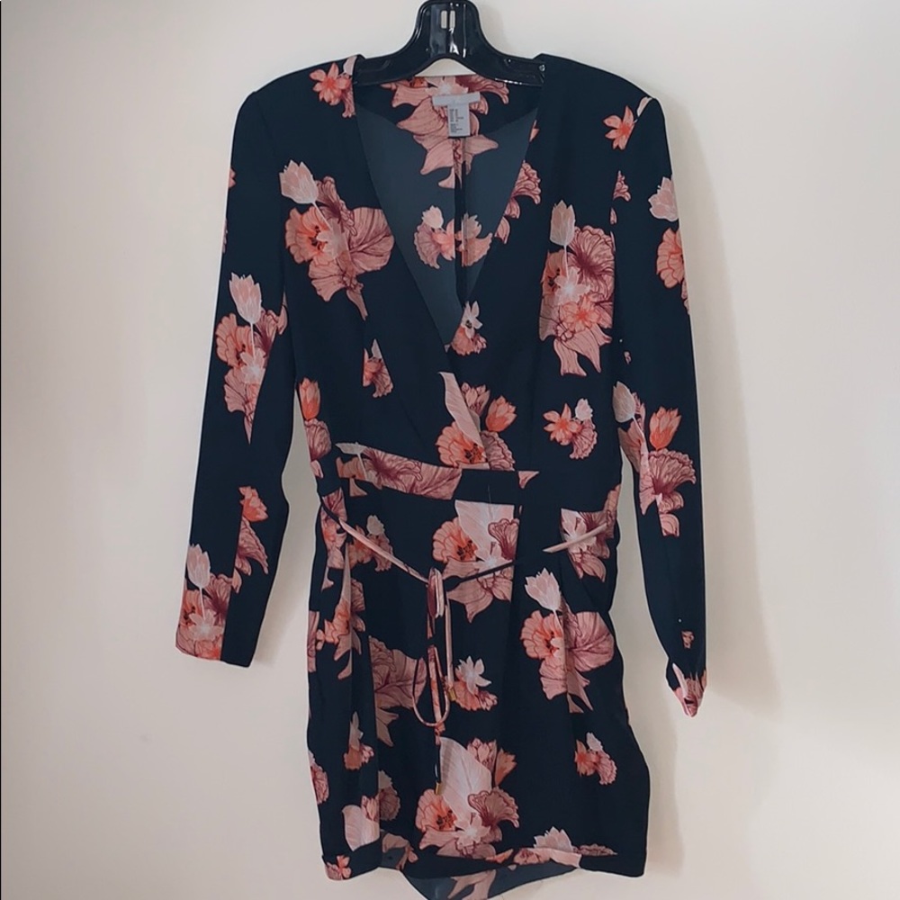 H&M navy & pink Chic Floral Romper 10